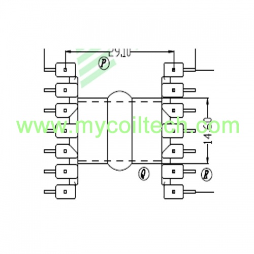 7 + 7 pernos tipo evd bobina de transformador electrónico horizontal