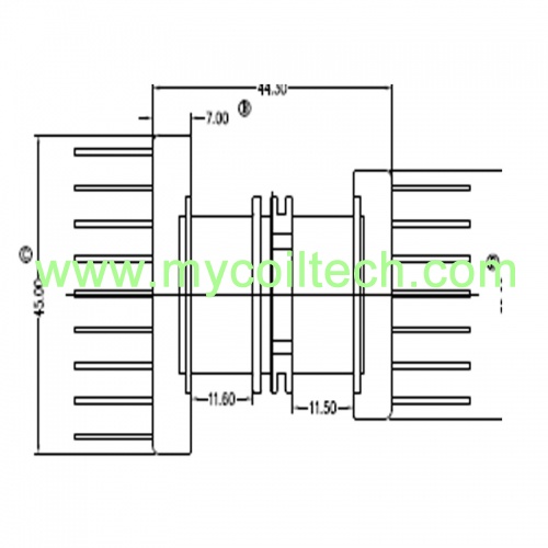 bobina de transformador horizontal bobbin de doble sección l pin efd40