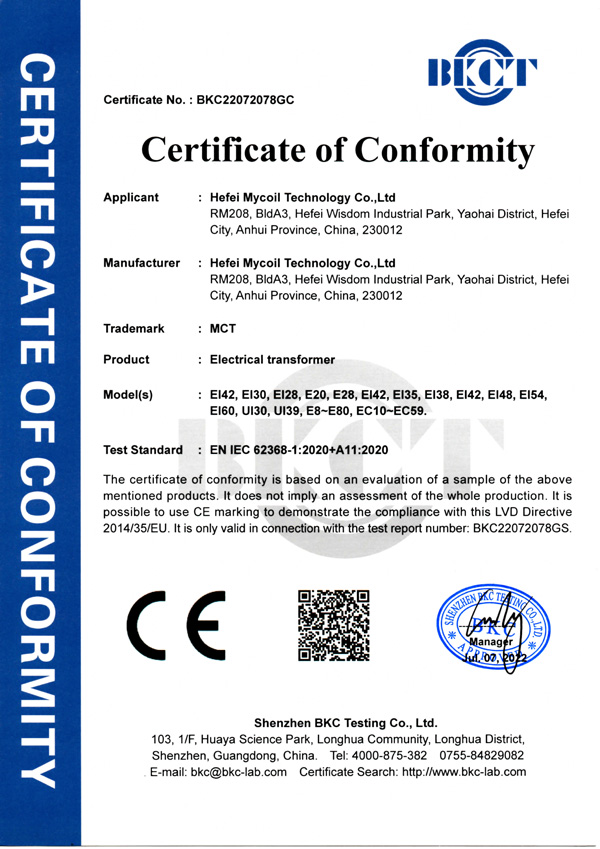 Certificación CE de transformadores electrónicos